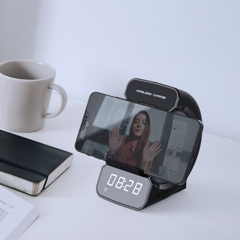 Mobile Phone Holder Wireless Charging Bluetooth Clock Speaker