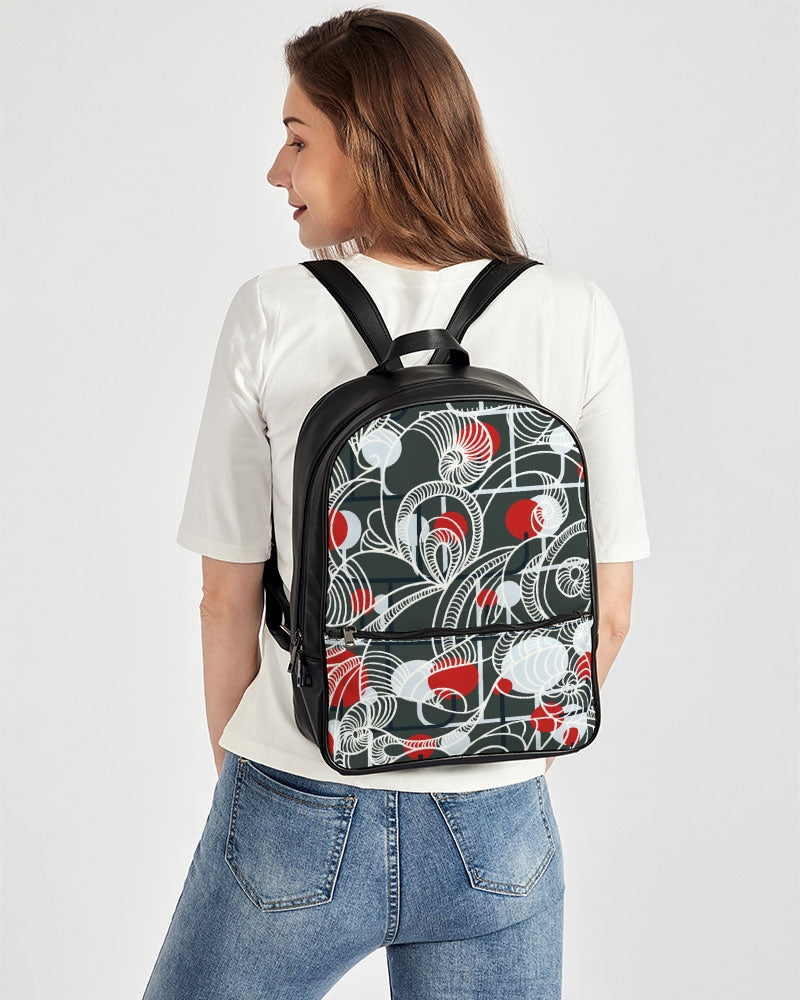 CREATIVE RED AND BLACK SWIRLS CREATED BY FLIPSTYLEZ Classic Faux Leather Backpack