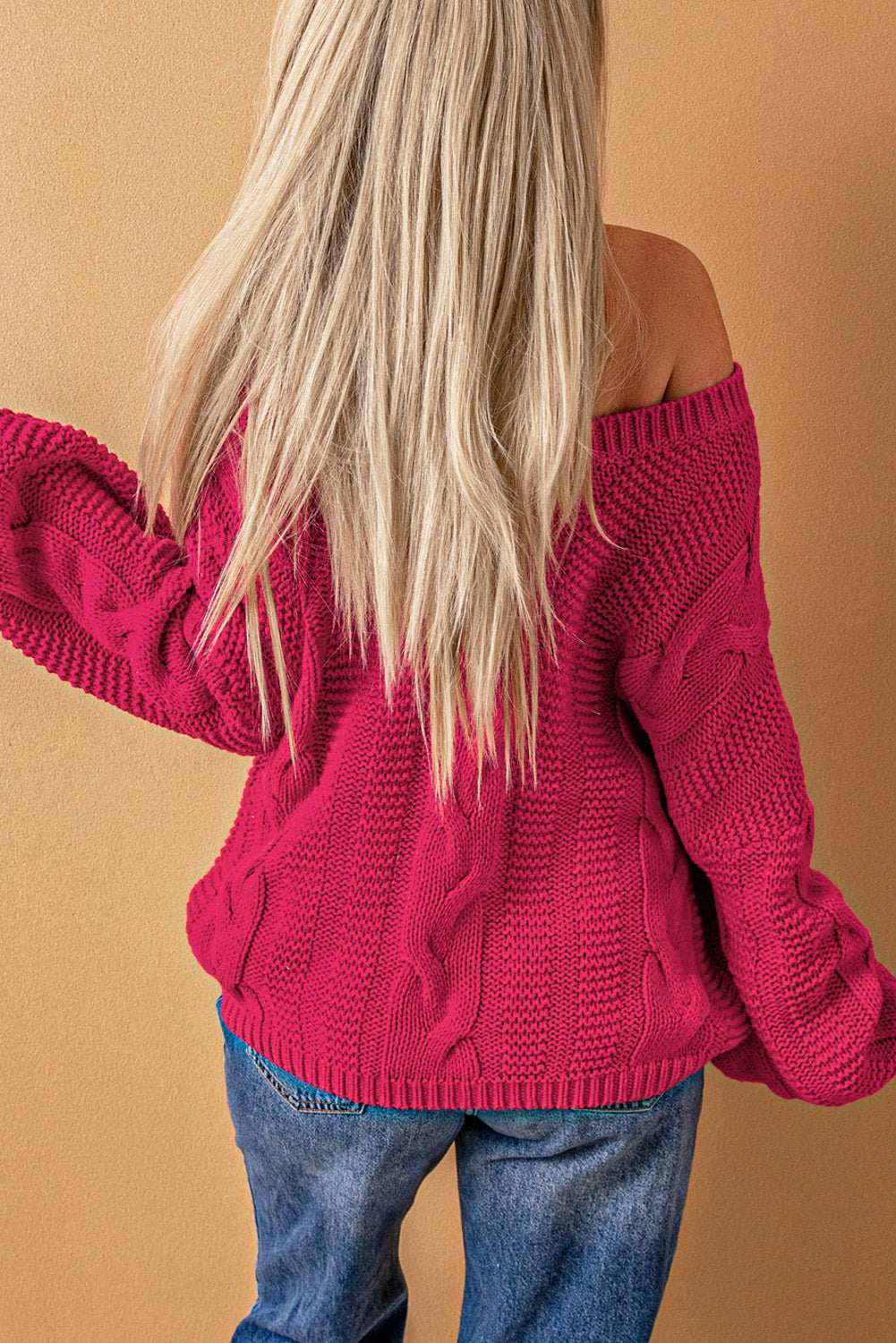 Dark Gray Bubblegum V-Neck Braided Knit Sweater