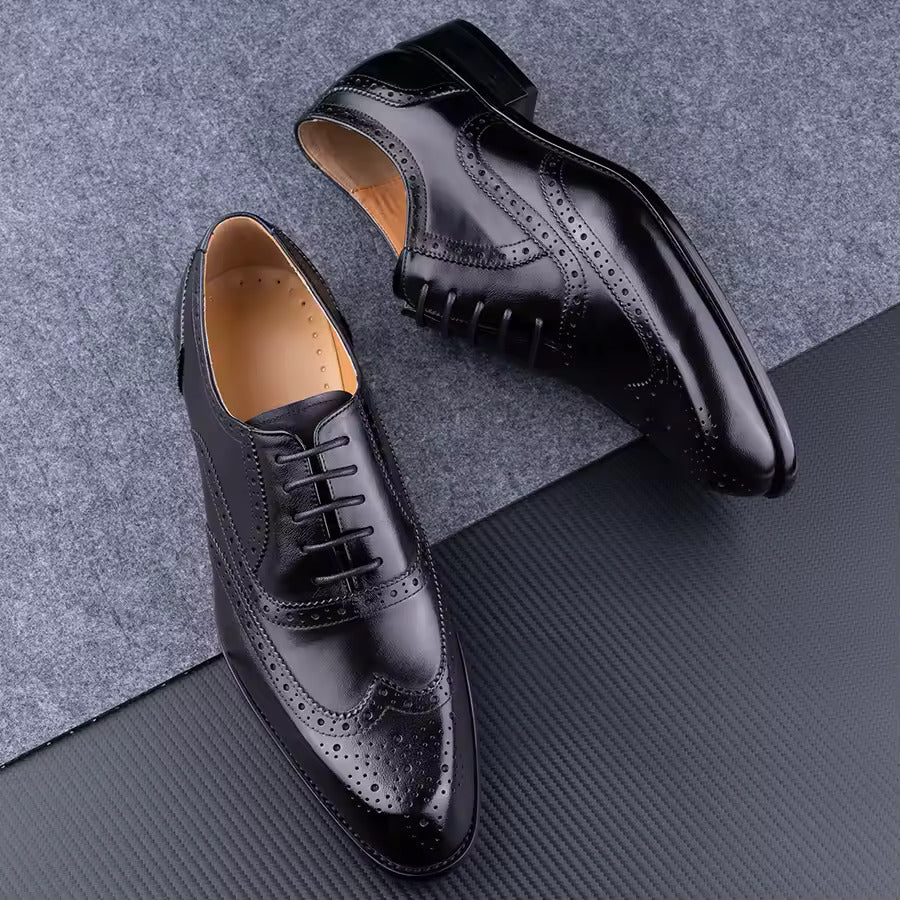 Men's Fashion Oxford Hand Carved Craft Purple DRESS Shoes