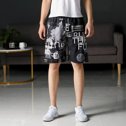 Summer Beach Pants Men's Loose Casual Fifth Pants Ice Silk High Elasticity Quick-drying