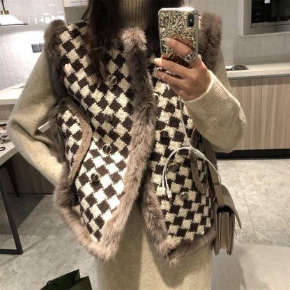 Fleece-lined Warm All-matching Loose Fur Collar Coat