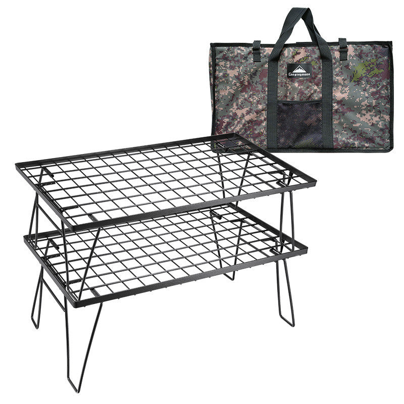 Outdoor Simple Folding Picnic Table Multi-layer Wrought Iron Rack