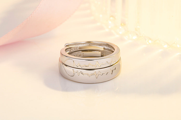 New Product Love Electrocardiogram Ring Love Ripple Ring Simple Japanese And Korean Style For Your Heartbeat Ring Douyin Same Style