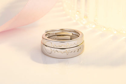 New Product Love Electrocardiogram Ring Love Ripple Ring Simple Japanese And Korean Style For Your Heartbeat Ring Douyin Same Style
