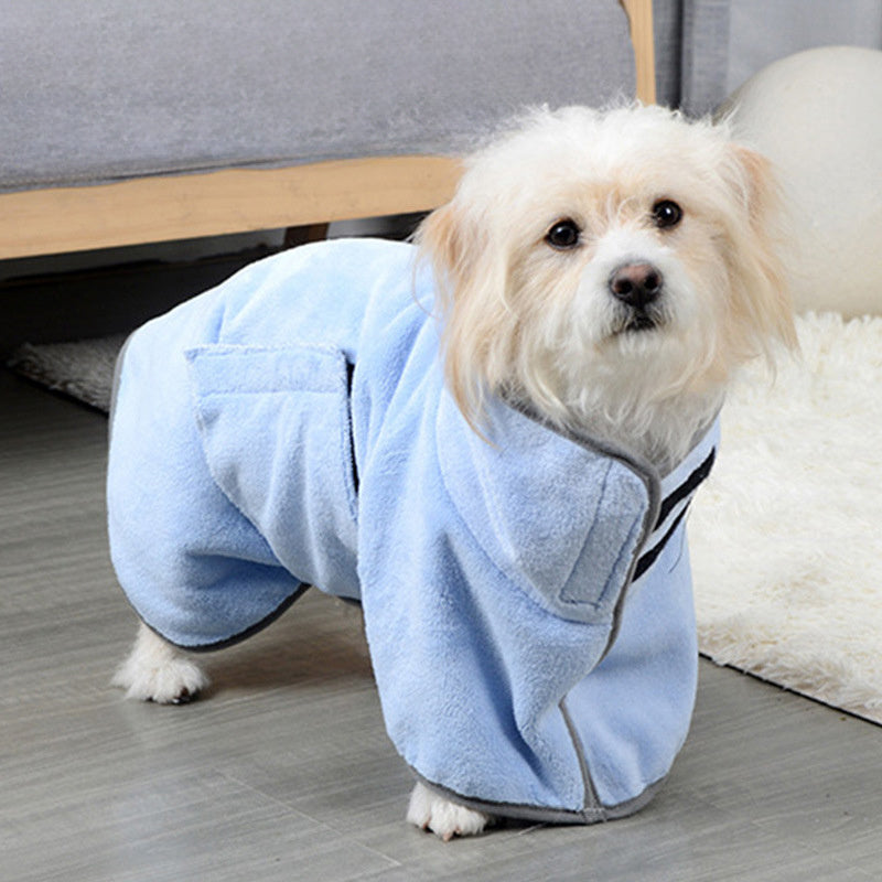 Pet Bathrobe Fast Drying Towel Microfiber Absorbent Soft Bath Robe Adjustable Towel Grooming Coat For Small Medium Large Dog