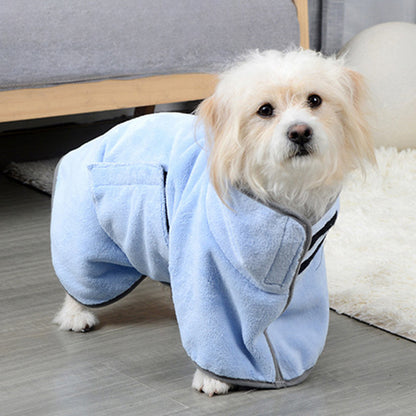Pet Bathrobe Fast Drying Towel Microfiber Absorbent Soft Bath Robe Adjustable Towel Grooming Coat For Small Medium Large Dog