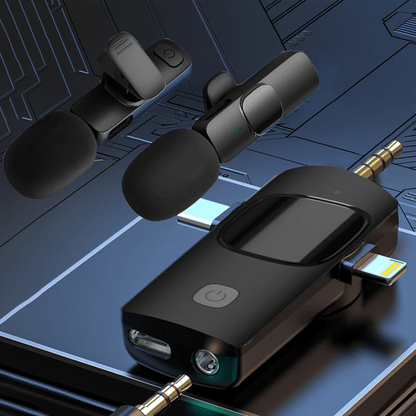 Wireless Lavalier Microphone For IPhone - Android Phone Camera Computer Laptop Dual Wireless Lavalier Microphone - 2.4G Ultra-low Latency, Corded, Plug & Play, Noise Cancellation