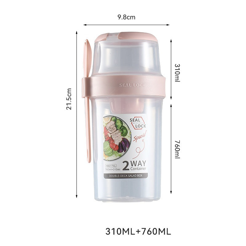 Portable Breakfast Oatmeal Cereal Nut Yogurt Salad Cup Container Set With Fork Sauce Cup Lid Bento Food Bowl Kitchen Lunch Box