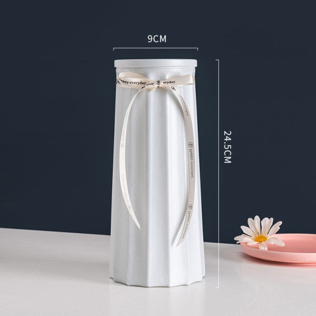 Frosted Glass Vase With Dried Flowers Indoor Table Setting