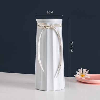 Frosted Glass Vase With Dried Flowers Indoor Table Setting