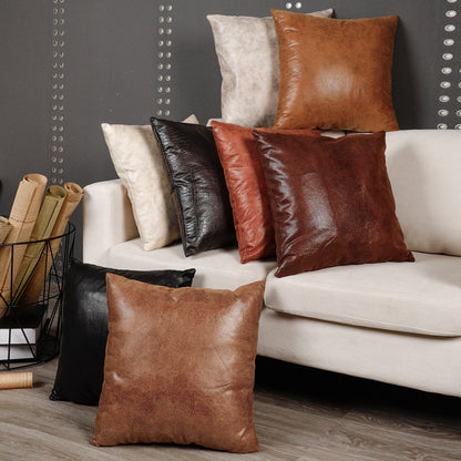 Retro Leather Sofa Pillowcase Cover With Gilded Backrest Cushion