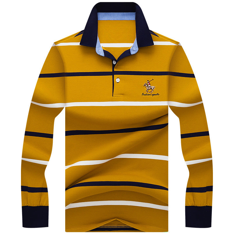 Lapel Plus Size Striped Business Men's T-shirt