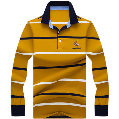 Lapel Plus Size Striped Business Men's T-shirt