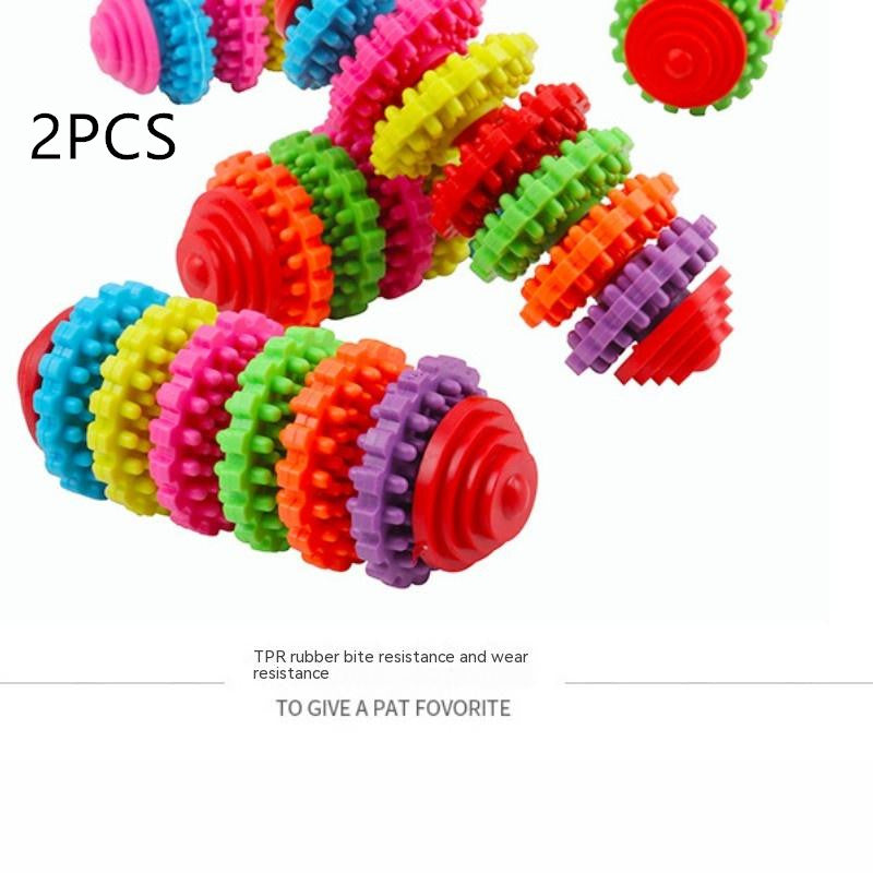 Dog Toy Ball Rubber Gear Colorful Swivel