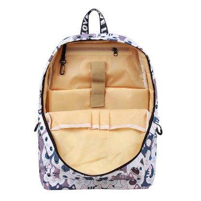 Cartoon Big Head Cat Print Backpack