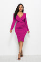 Sexy V-neck Ruffled Long-sleeve Hip Dress Women Girl Fashion
