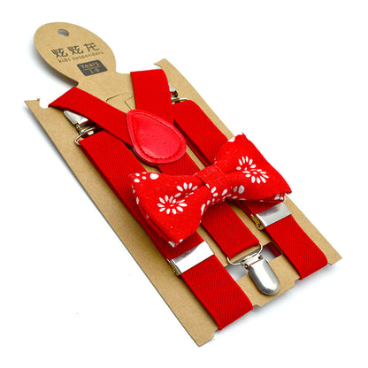 New Children's Suspender Printed Bow Tie Set
