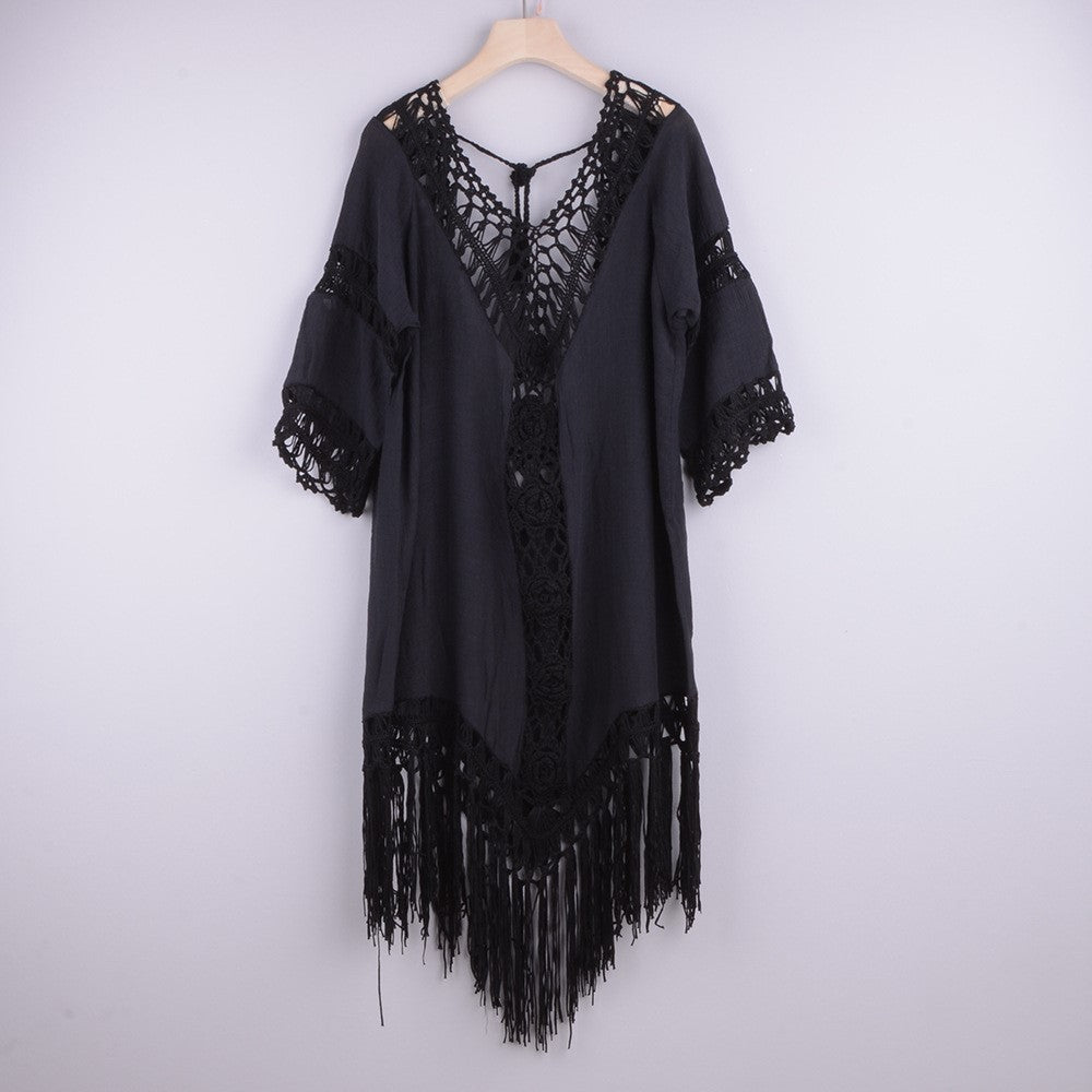 Back Hollowed Out Tassel Ins Style Beach Top