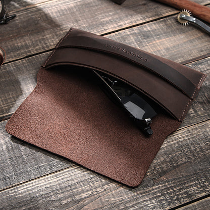 Convenient Leather Case For Horse Outdoor Travel Glasses Storage