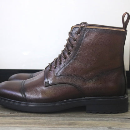 New Black Round Toe Formal Men's Leather Boots