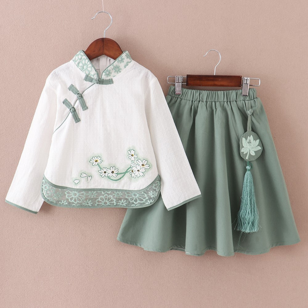 Girls' Antique Summer Chinese Style Skirt