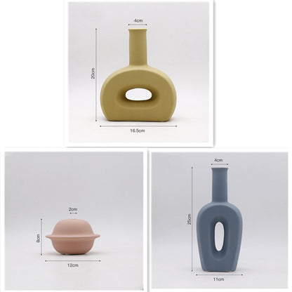 Flower Vase Nordic Ceramic Vase Decoration Home Creative Models Living Room Model Flower Arrangement Geometric Art Decorative