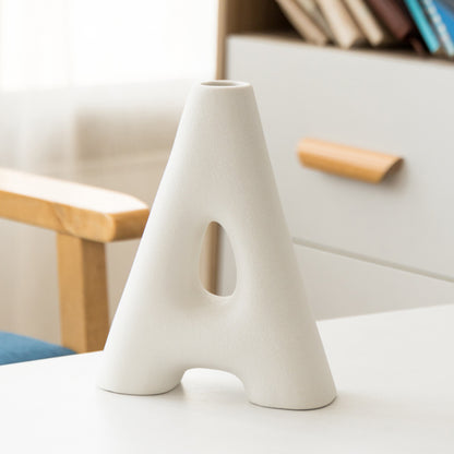 Frosted Letters AB Ceramic Vase Decoration European Retro Large-caliber Matte
