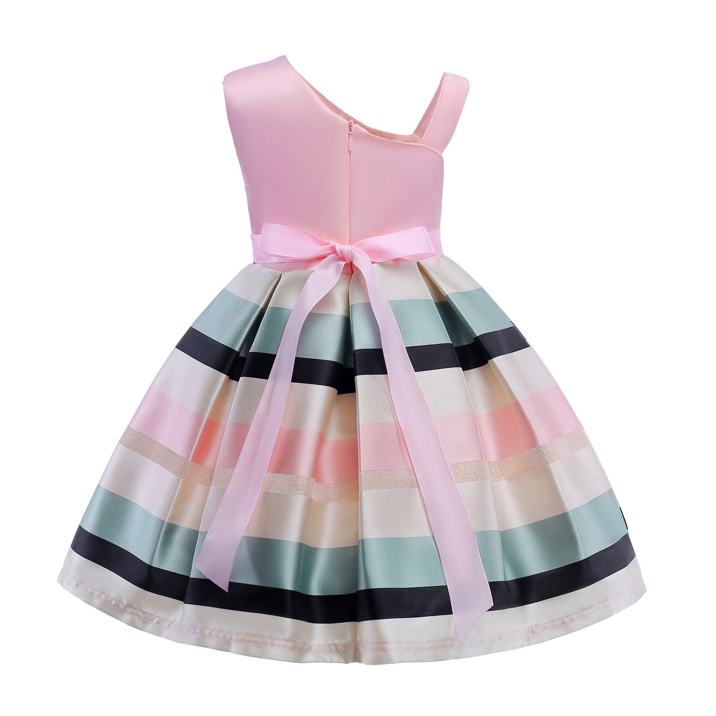 Pearl European And American Little Girl Princess Dress Temperament Striped Dress Children's Clothing