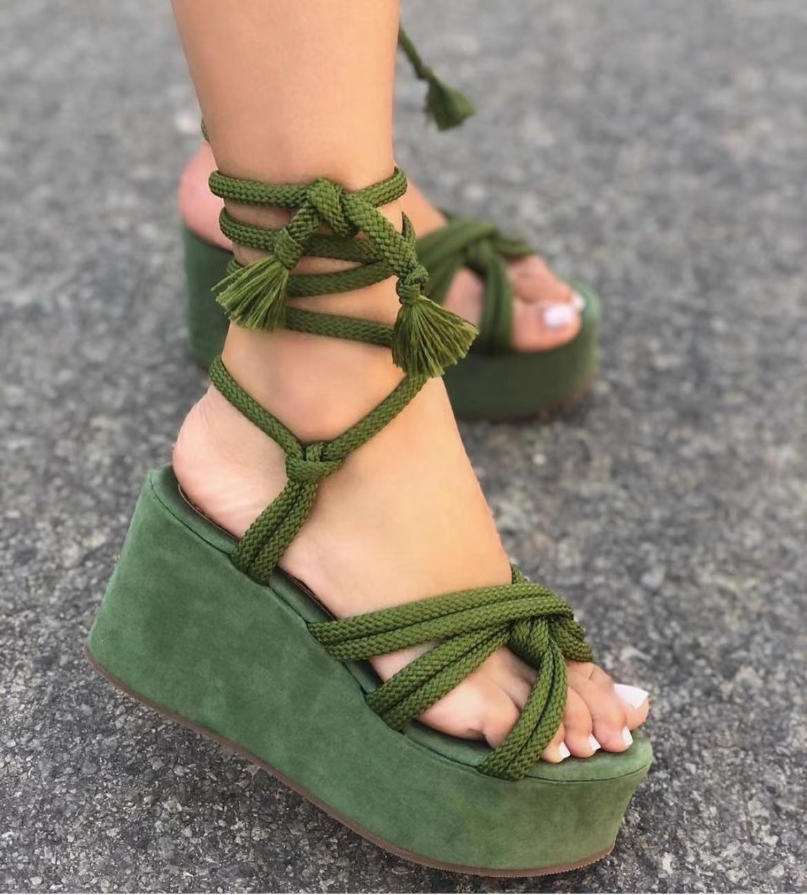 Summer Women Wedges Shoes High Heel Strappy Sandals - FLIPSTYLEZLLC