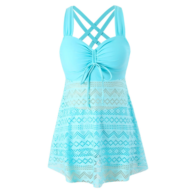 Lace-up One Piece Backless Conservative Spa Bikini