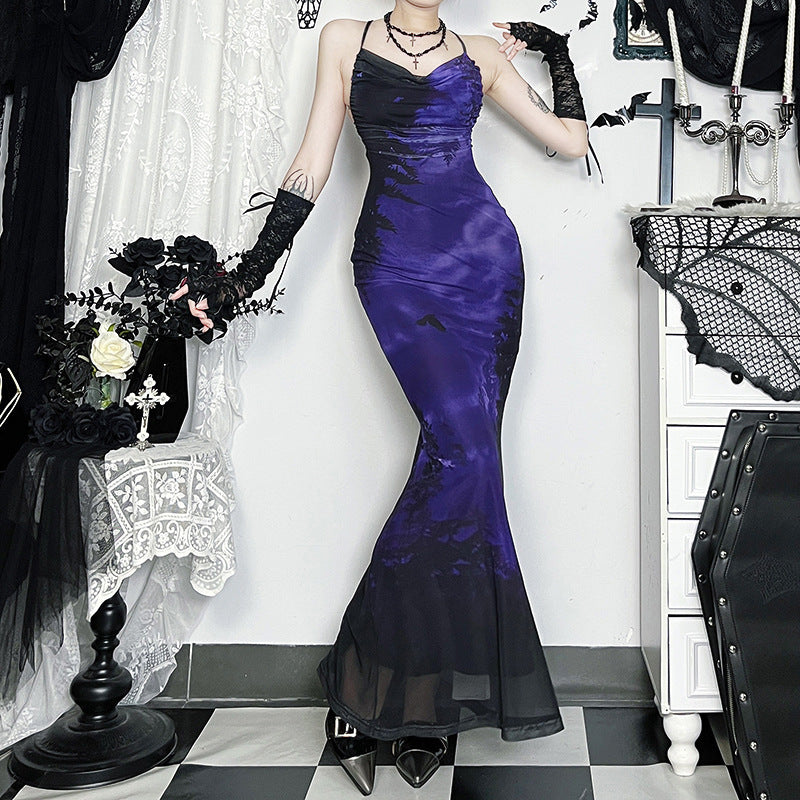 Dark Forest Printed Strap Dress