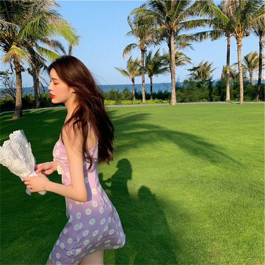 New Sexy Inside Floral Suspender Dress Women''s High Waist