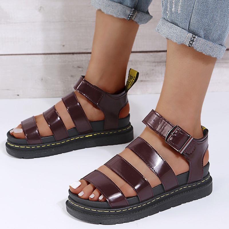 Buckle Sandals Flat PlatformThick Bottom Shoes Women Summer - FLIPSTYLEZLLC