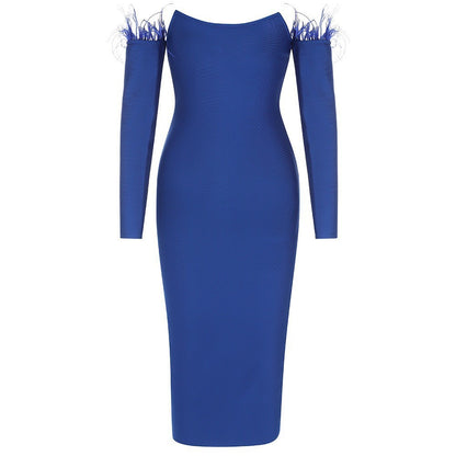 Long Sleeve Feather Women's Clothing Dress