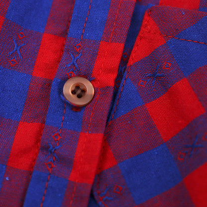 Boy's Long-sleeved Plaid Shirt Denim Trousers Three-piece Set