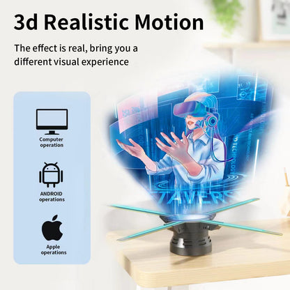3Dhologramfan, 60cm 3Dhologramfan Projector HD 720 LED Holographic Christmas Tree Advertising Display With Remote Bluetooth WiFi, Video Library For Business,Bar,Halloween Missyou 23.6 Inch