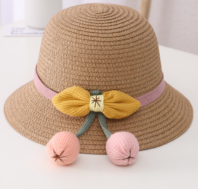 New Summer Children's Sun Protection Straw Hat Girls Pot Hat