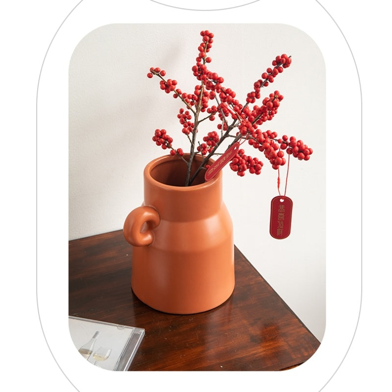 Creative Large Diameter Ceramic Storage Tank Art Single Ear Vase