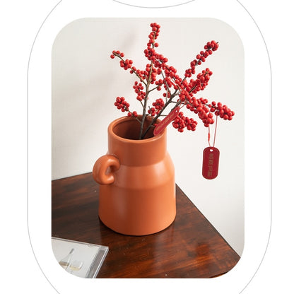 Creative Large Diameter Ceramic Storage Tank Art Single Ear Vase