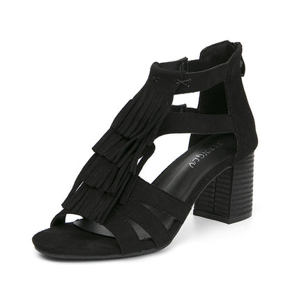Fashion Back Zipper High Heel Fishmouth Roman Shoes