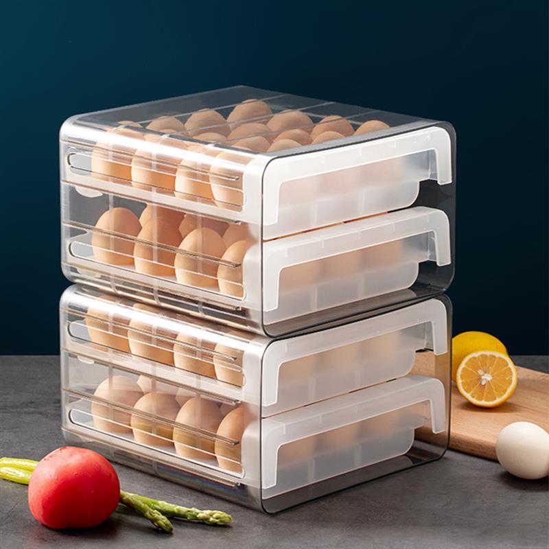 Double-layer Drawer Storage Box Transparent Egg Rack Support