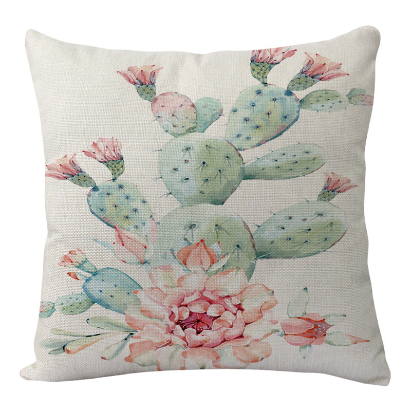 Flowers And Birds Flowers Flax Pillow Car And Sofa Cushion Lumbar Pillow