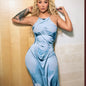 European And American Style Hot Girl Close-fitting Fashion Human Body Printing Slip Dress