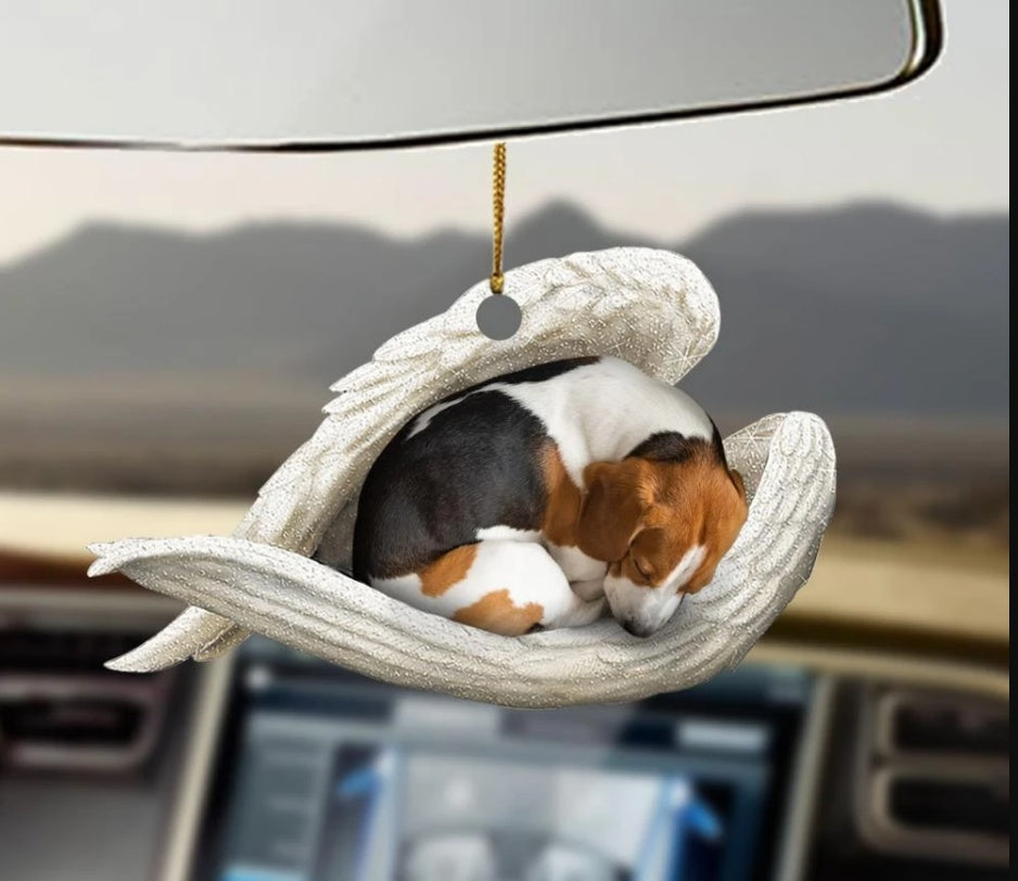 Car Pendant Sleeping Dog Angel Home Decor Acrylic Showcase Hanging Ornaments For Doors