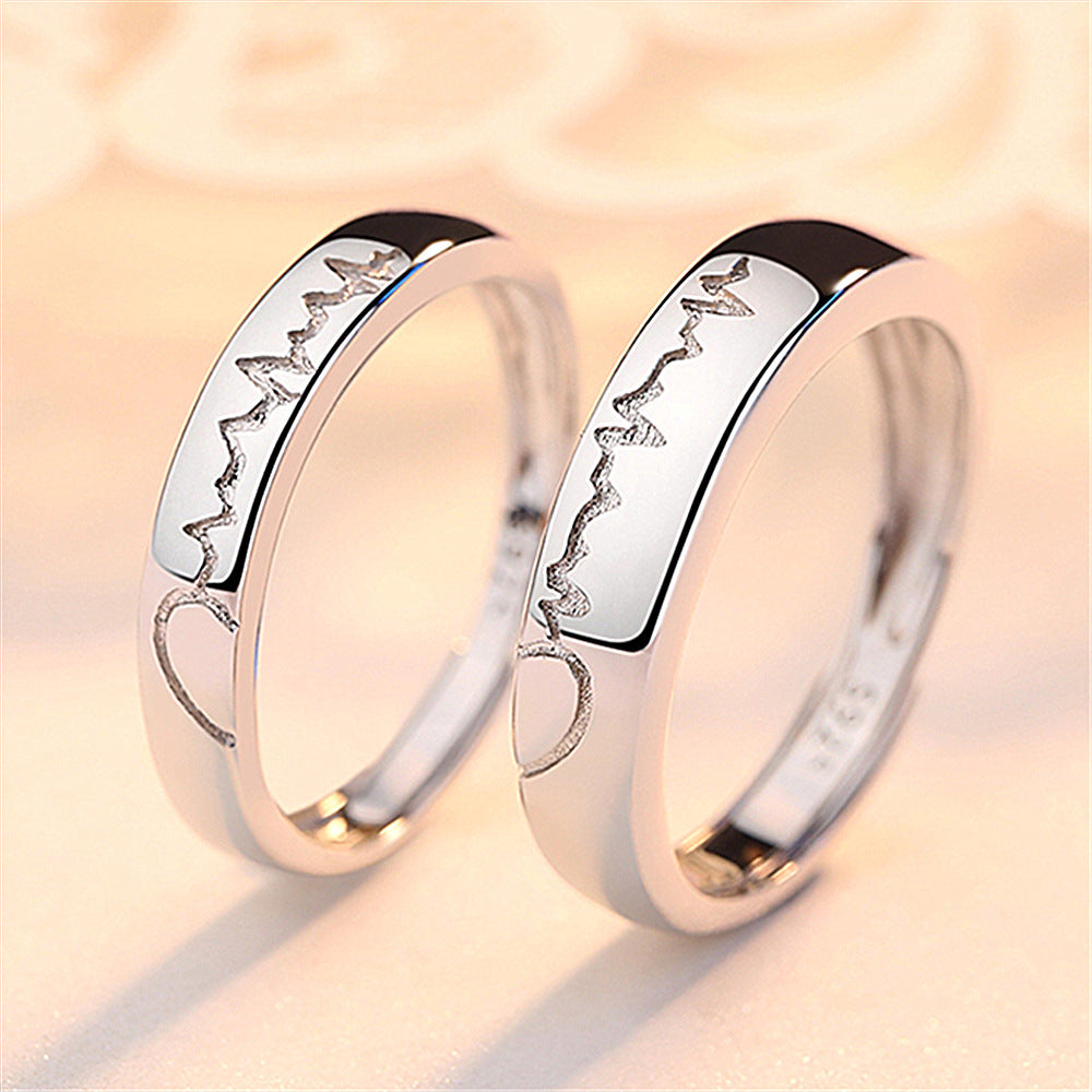 New Product Love Electrocardiogram Ring Love Ripple Ring Simple Japanese And Korean Style For Your Heartbeat Ring Douyin Same Style