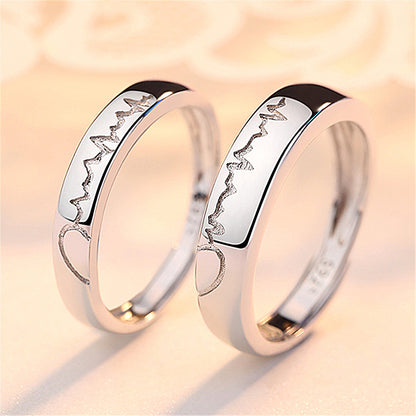 New Product Love Electrocardiogram Ring Love Ripple Ring Simple Japanese And Korean Style For Your Heartbeat Ring Douyin Same Style