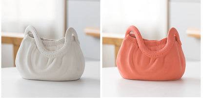 Dehua Frosted Wide Mouth Handbag Ceramic Vase Ornament Simple European Retro