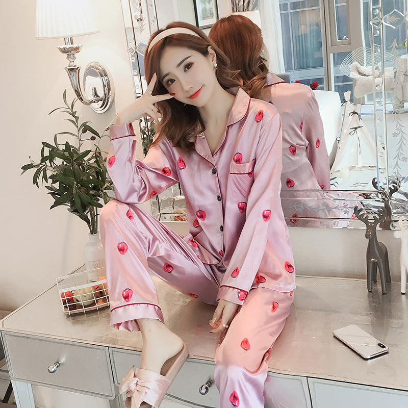 Plus Size Cardigan Lapel Ladies Pajamas Homewear