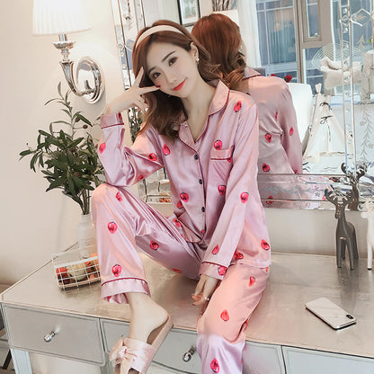 Plus Size Cardigan Lapel Ladies Pajamas Homewear